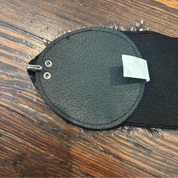 Peacock Feather Wide Stretch Black Boho Waist Front Clasp Belt Size Small - Picture 5 of 7